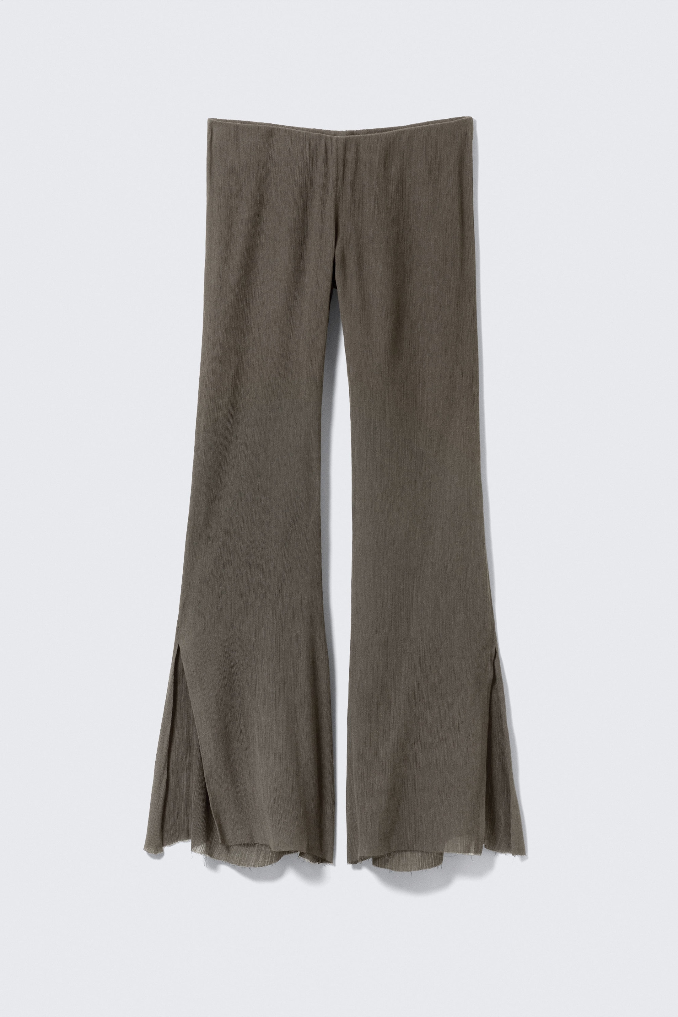 Dark Grey - Low Rise Flared Crinkled Trousers - 0