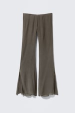 Dark Grey - Low Rise Flared Crinkled Trousers - 0