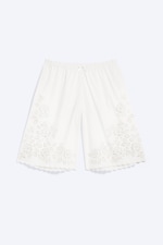 Weiß - Bestickte Baumwollshorts in Knielänge - 5