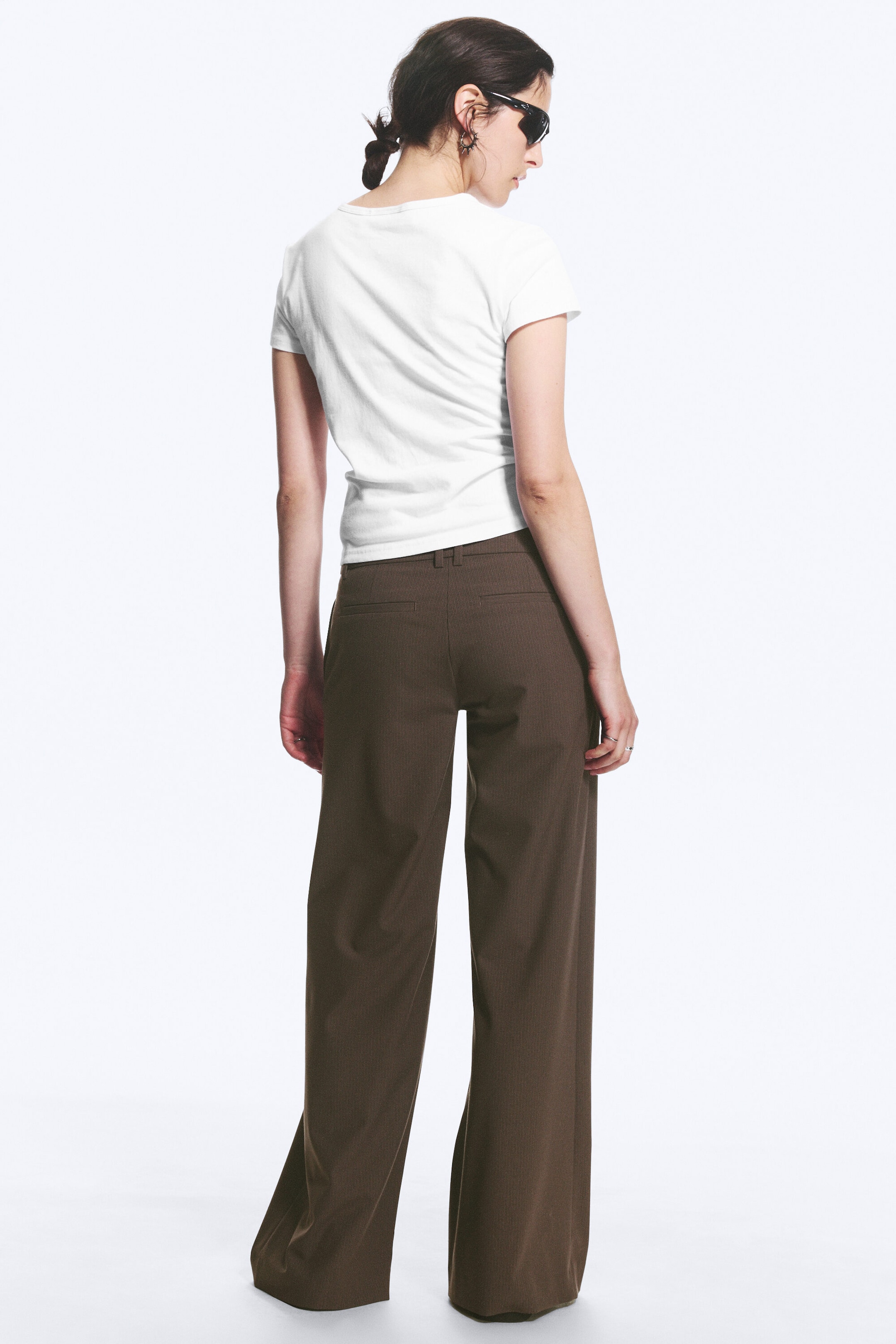 Brown Stripe - Low Flared Suit Trousers - 3