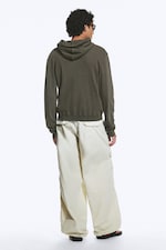 Dunkles Khakigrün - Verkürzter Zip-Hoodie - 3