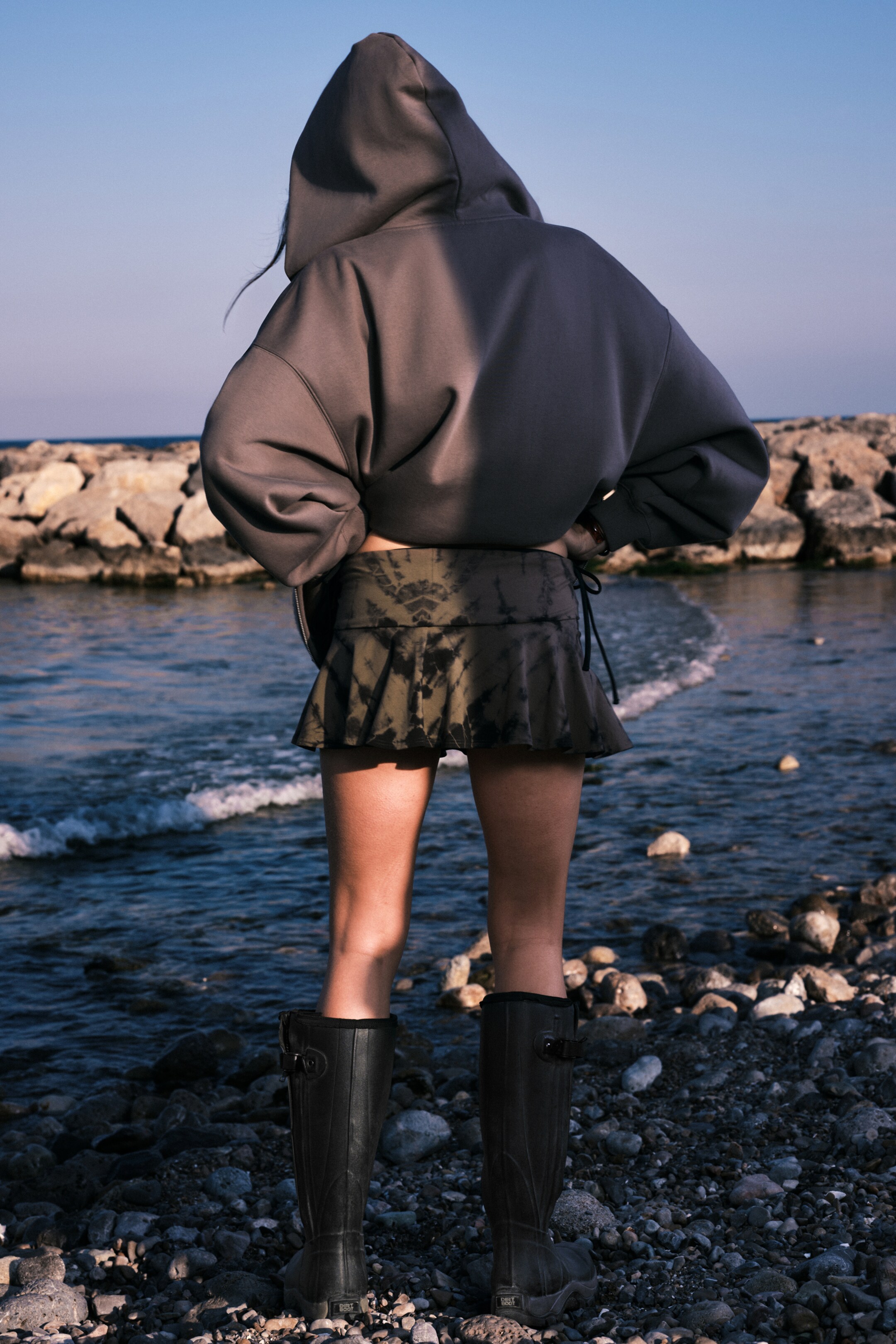 Ingrandisci l'immagine: Wide Waist Cotton Mini Skirt - Dark Mole Tie-Dye - DONNA | H&M CH 3