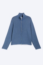 Verwaschenes Blau - Lockerer Strick-Cardigan mit Reißverschluss - 3