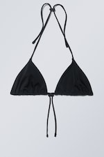 Black - Drawstring Halter Bikini Top - 0