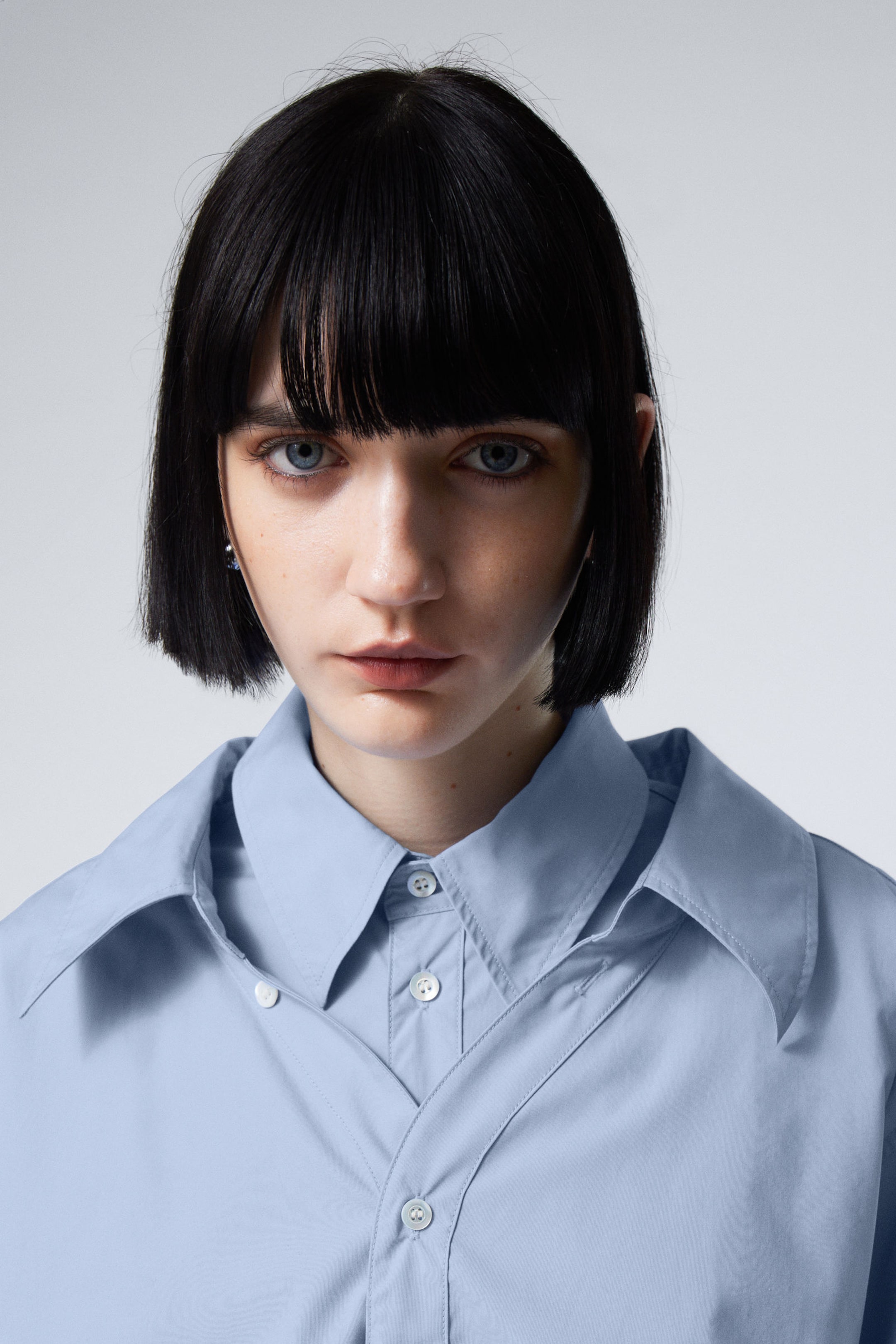 Light Blue - Double-Layered Oversized Shirt - 2