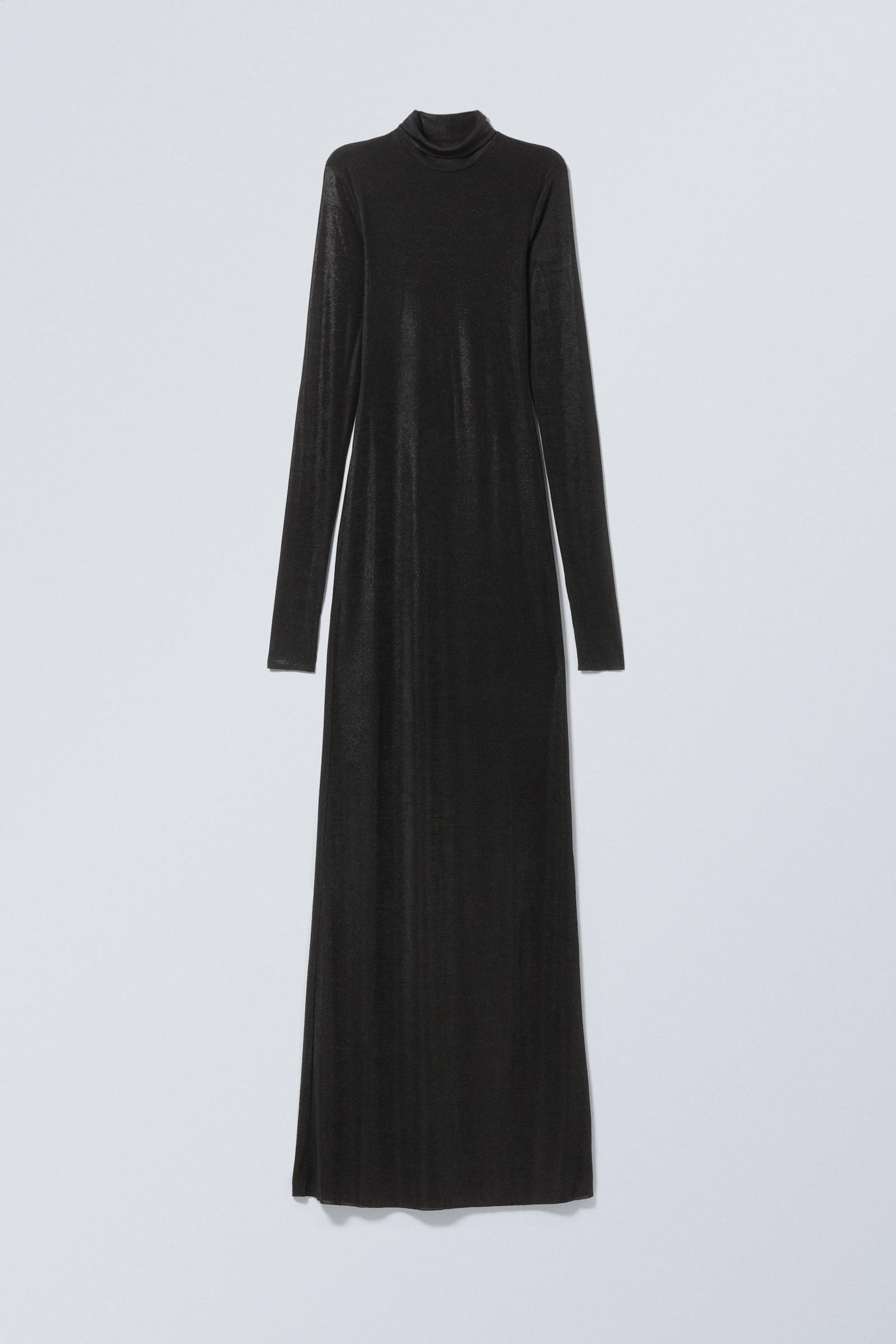 Schwarz - Langärmeliges Maxikleid mit Rollkragen - 1