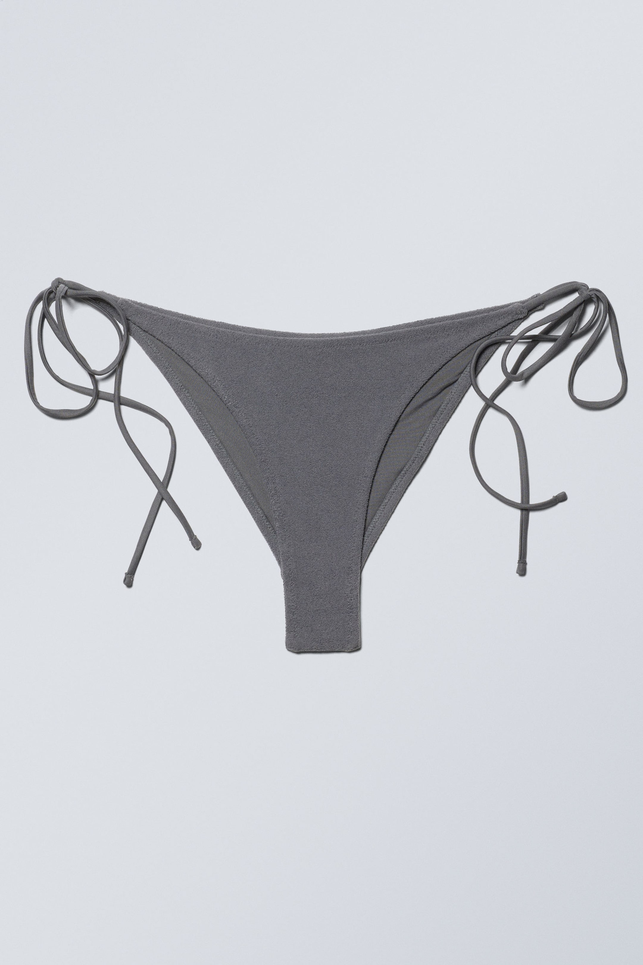 Dark Grey - Strappy Towelling Bikini Bottoms - 1