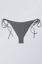 Dark Grey - Strappy Towelling Bikini Bottoms - 0