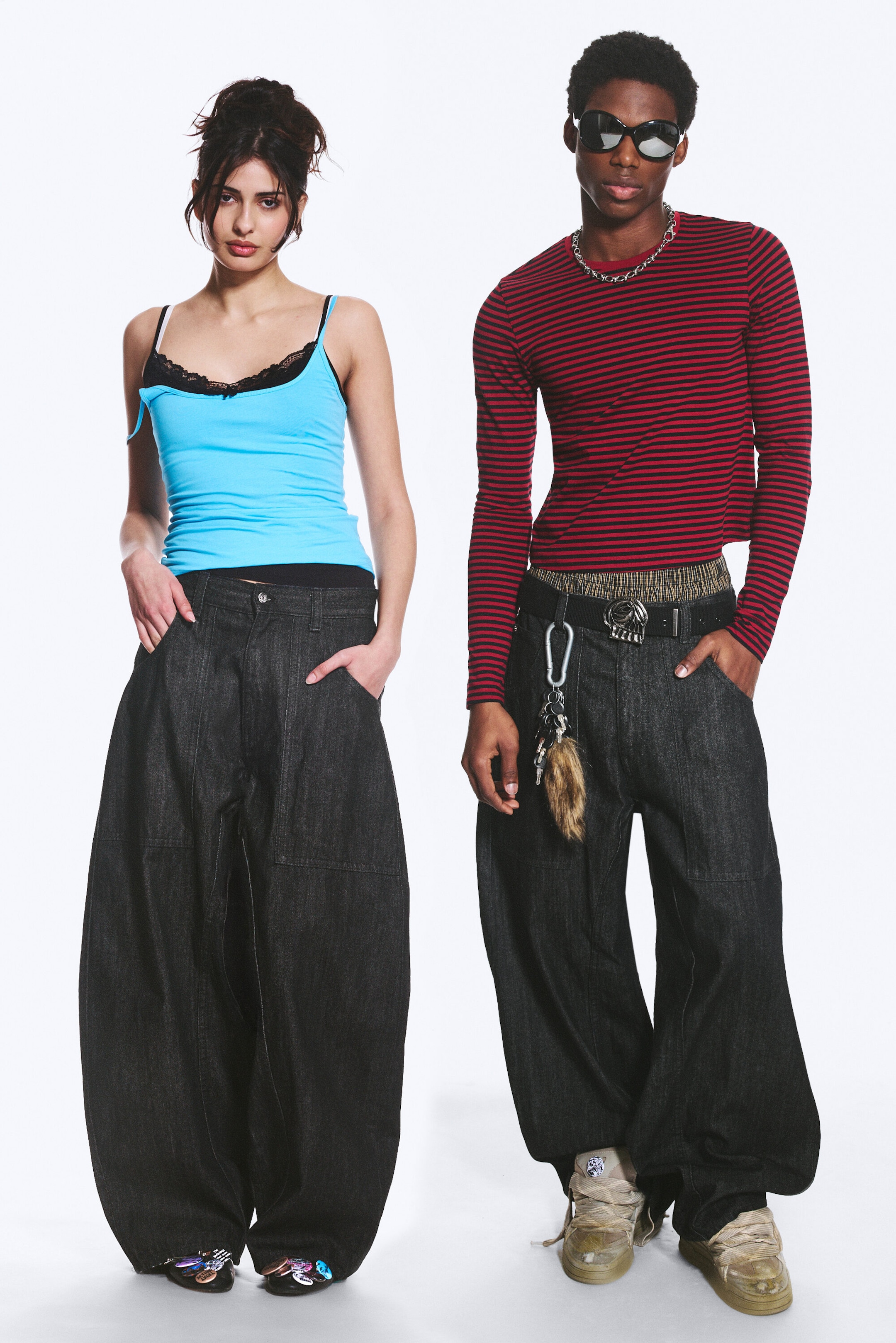 Black Rinse - Black - Dunno Unisex Low Rise Loose Barrel Jeans - 1