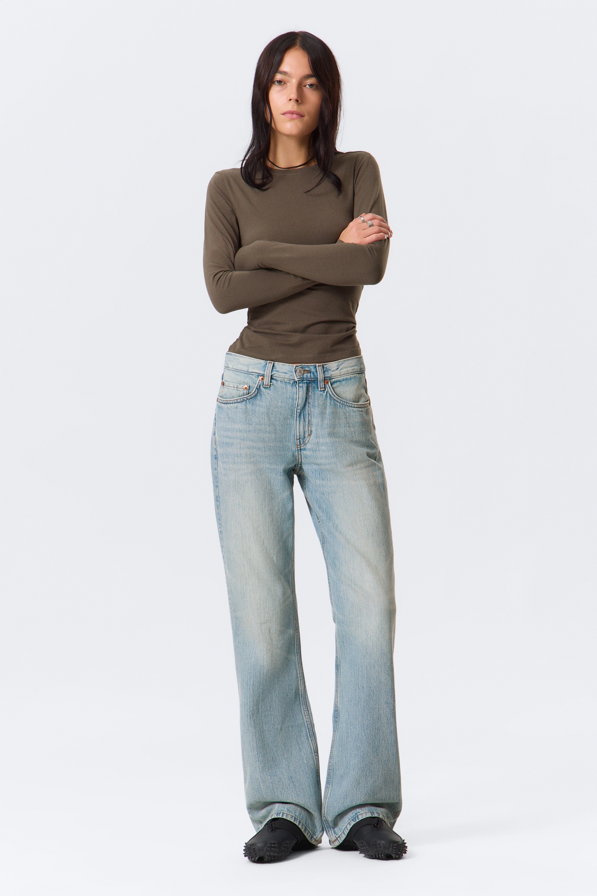 Moon Mid Rise Regular Bootcut Leg Jeans - Aeon Blue - Light Blue/Seventeen Blue - Medium Blue/Tuned Black - Μαύρο