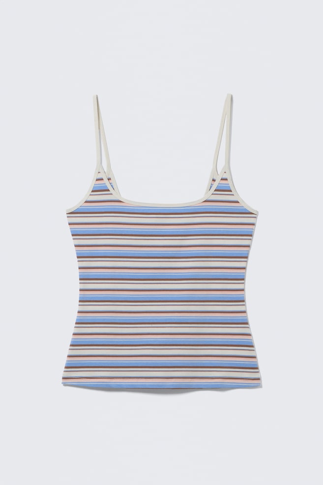 Slim Strap Tank Top - Blue/Pink Multistripe/Pink/Brown Stripe/White/Grey Melange/White & Black Stripes/Black/Dark Brown - 1