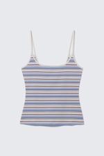Blue/Pink Multistripe - Slim Strap Tank Top - 3