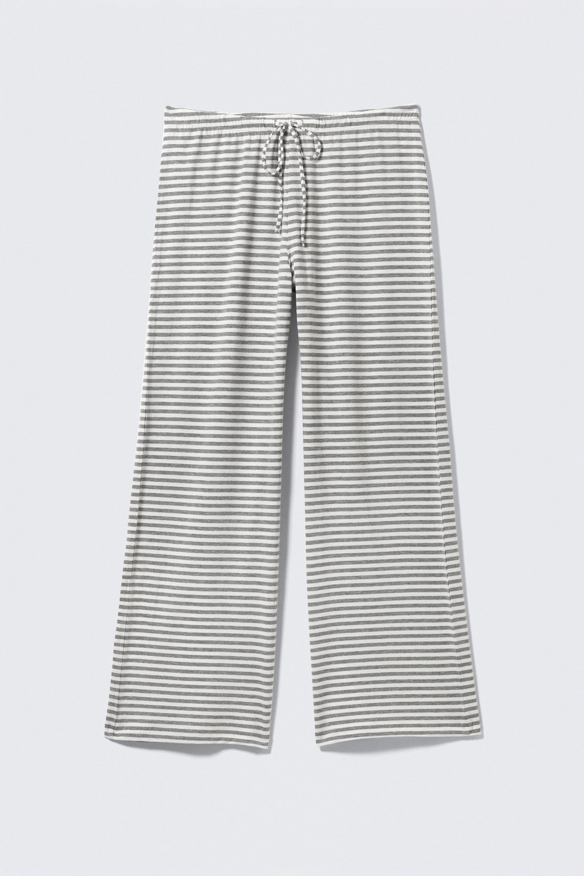 Grey & White Stripes - Wide-Leg Pull-On Lyocell Trousers - 3