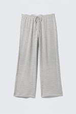 Grey & White Stripes - Wide-Leg Pull-On Lyocell Trousers - 0