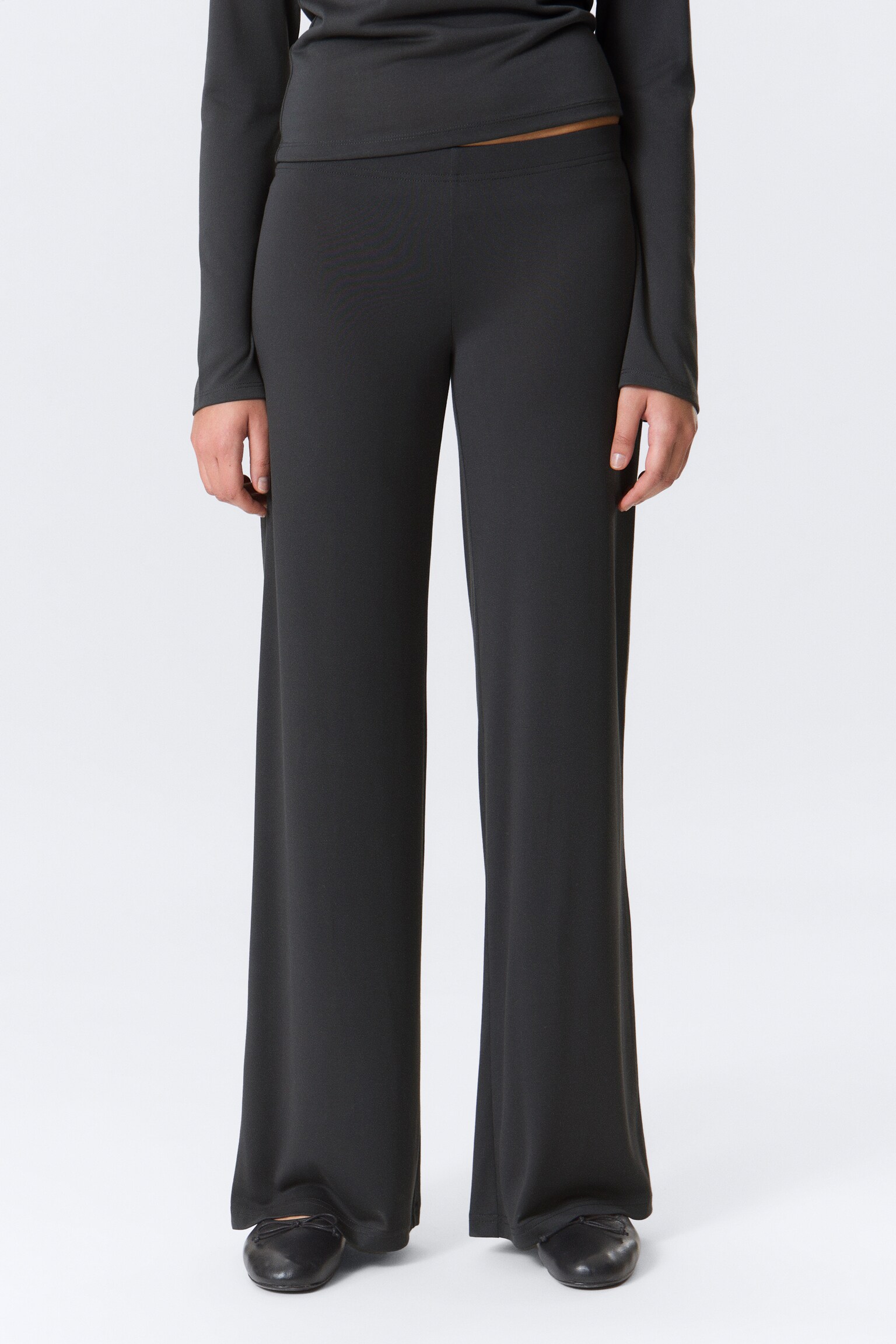 Pantaloni Soft Low Rise Loose Wide Leg - Washed Black/Talpa lavato - 3