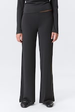 Washed Black - Soft Low Rise Loose Wide Leg Trousers - 1