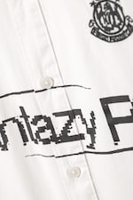 Hvit - Fantazy FC - Oversized Graphic Cotton Shirt - 1
