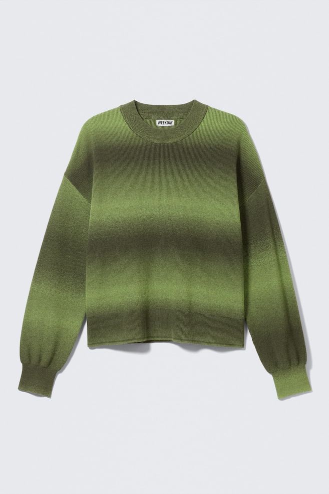 Felpa in cotone spaziale - Verde mélange/Nero mélange - 1