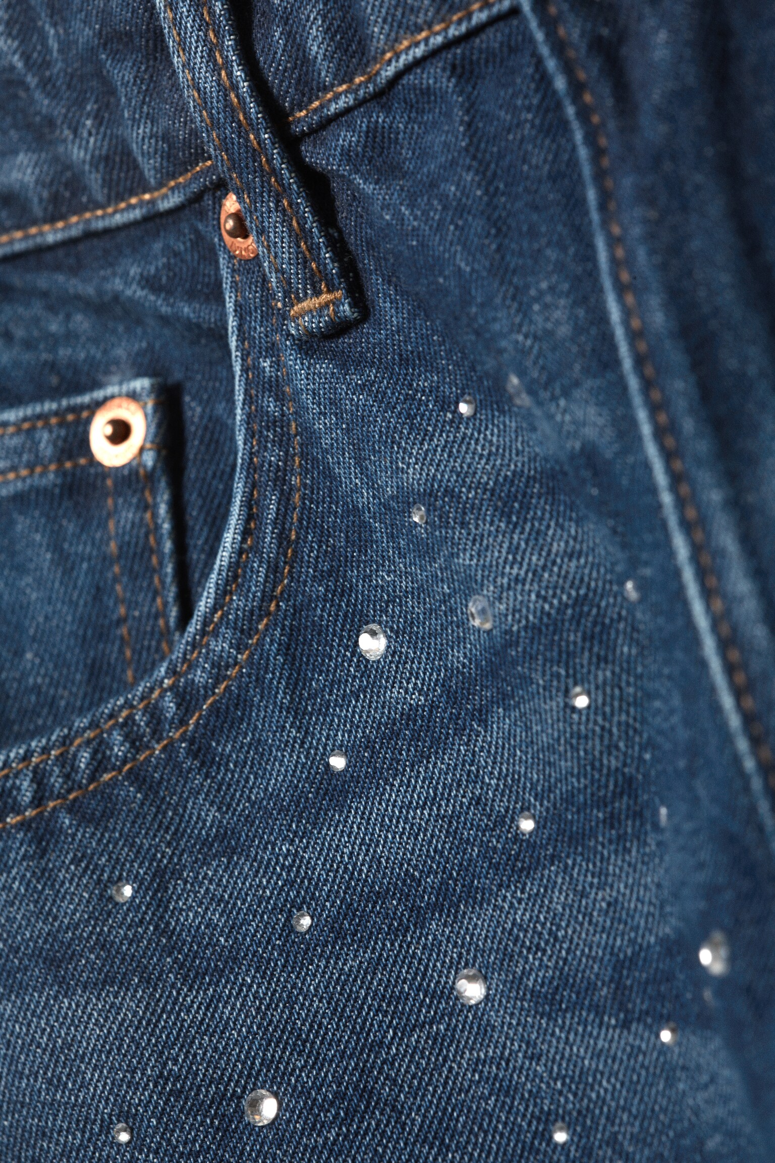 Missy Embellished Low Rise Straight Leg Jeans - Embellished Blue - Dark Blue - 3