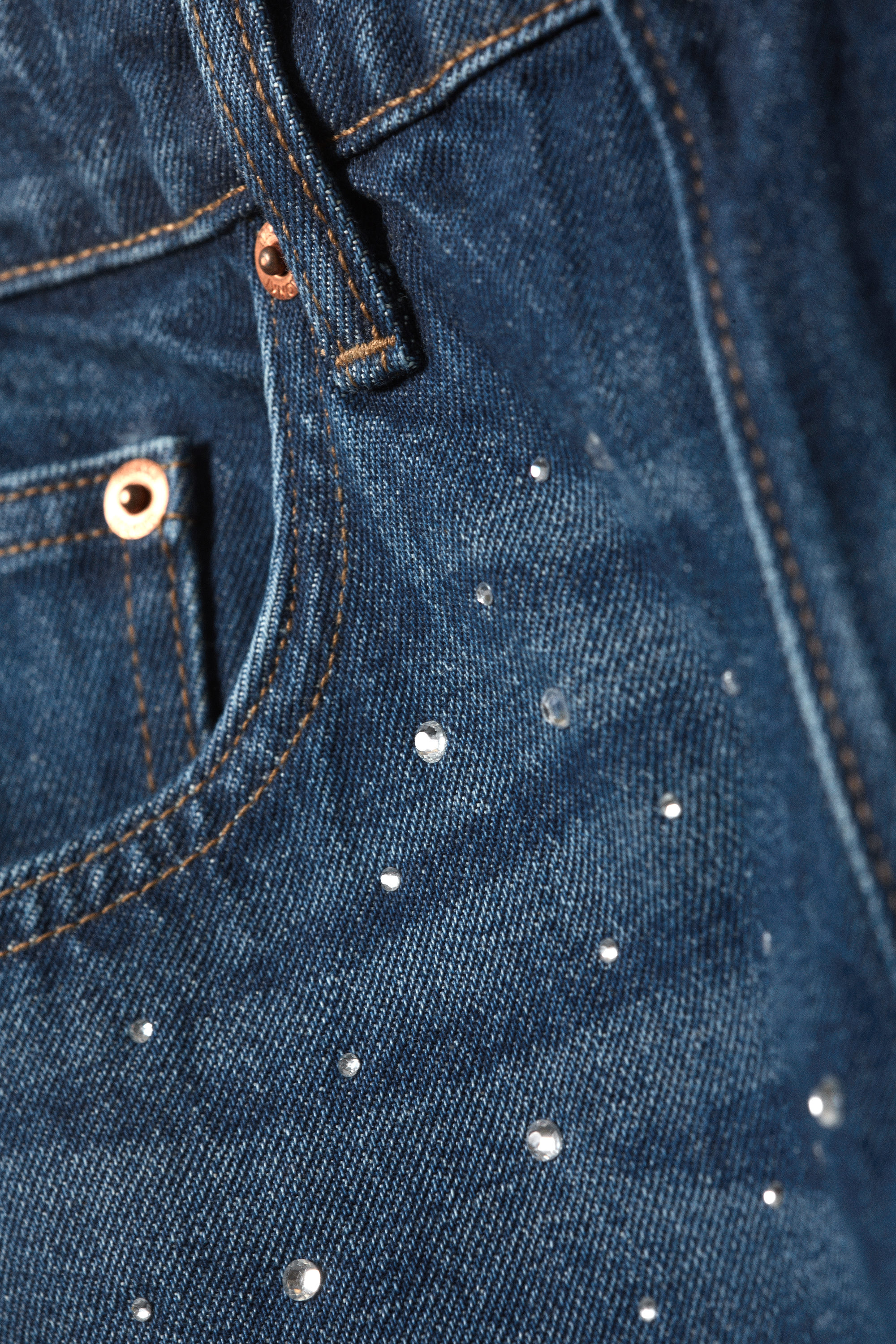 Embellished Blue - Dunkelblau - Missy Embellished Low Rise Straight Leg Jeans - 5