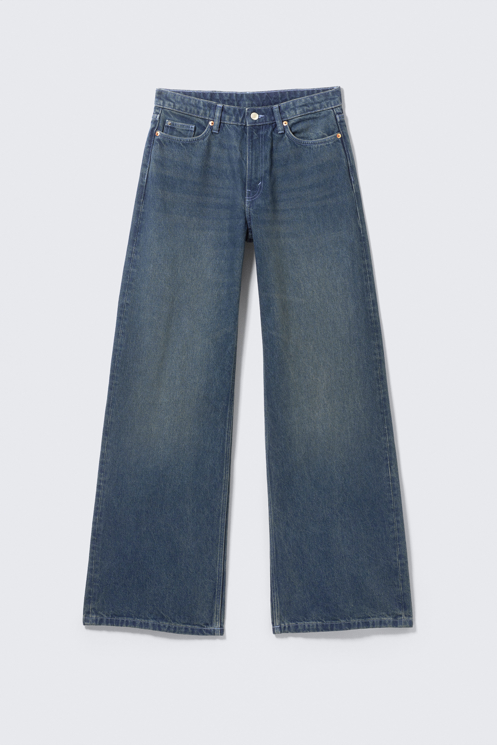 Ajax Blue - Dark Blue - Paz Mid Rise Loose Wide Leg Jeans - 5