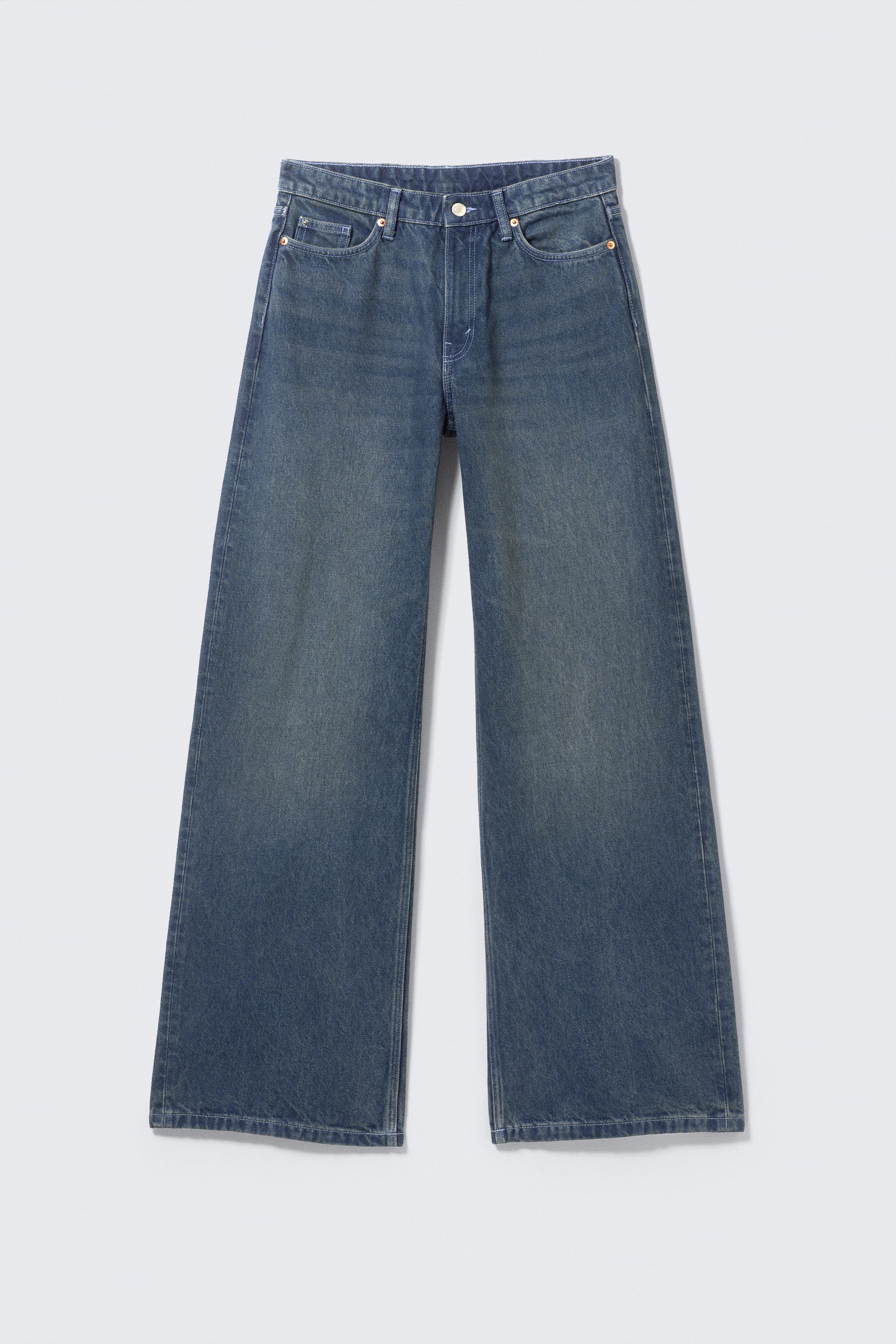 Ajax Blue - Bleu foncé - Paz Mid Rise Loose Wide Leg Jeans - 5