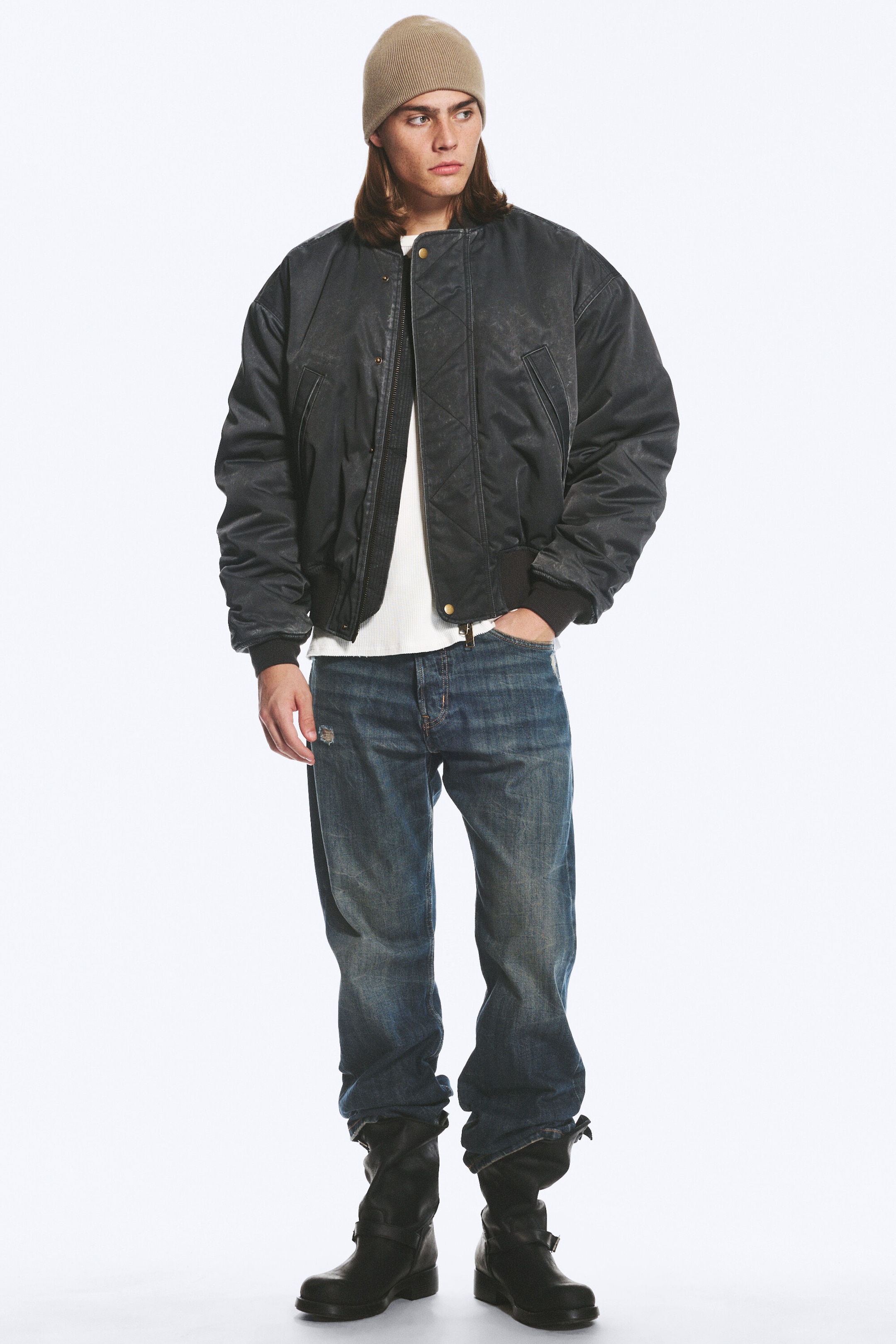 Black - Relaxed bomber jacket - 2