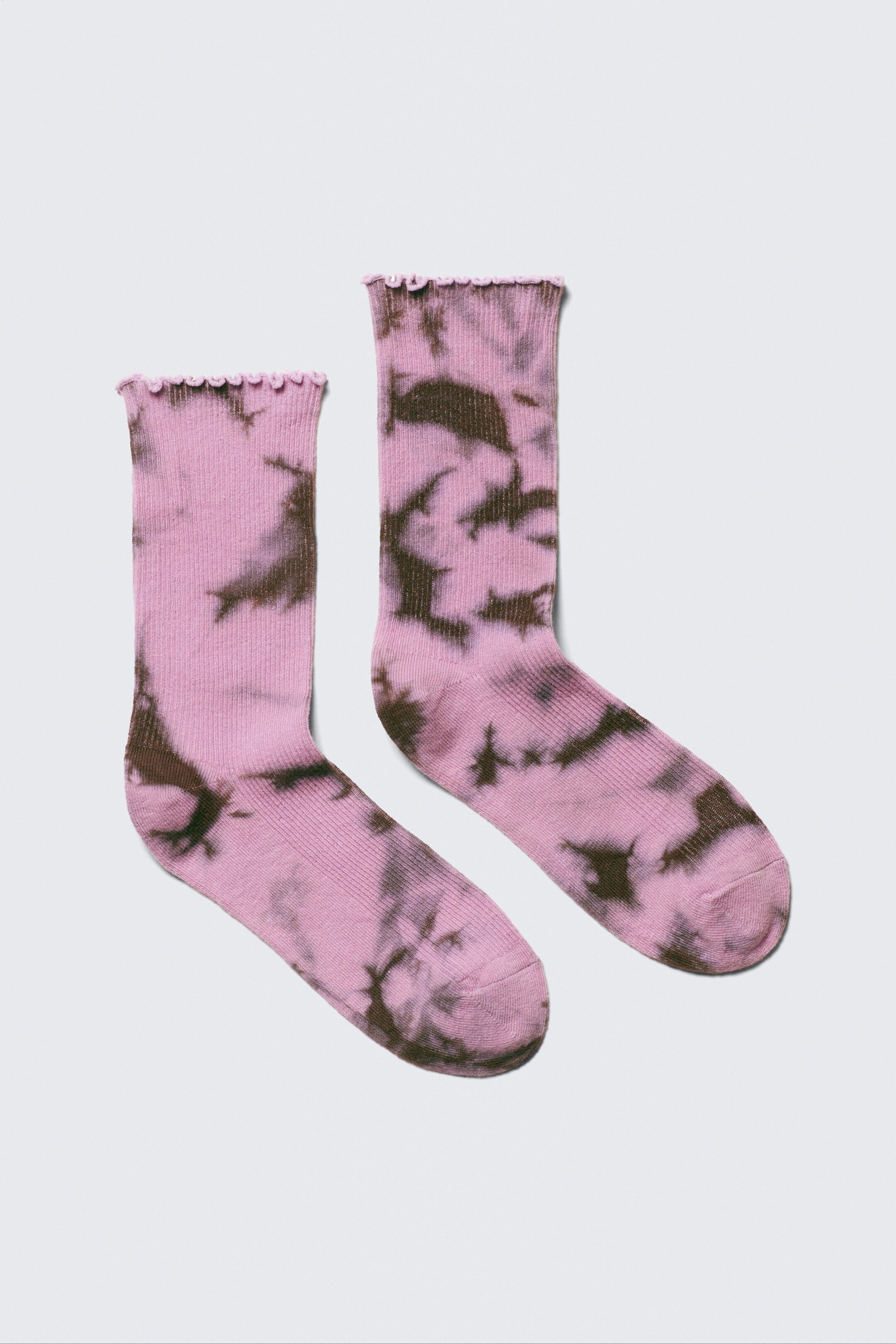Pink Tie-Dye - Tie-Dye Frilled Crew Socks - 0
