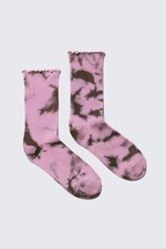 Pink Tie-Dye - Tie-Dye Frilled Crew Socks - 0