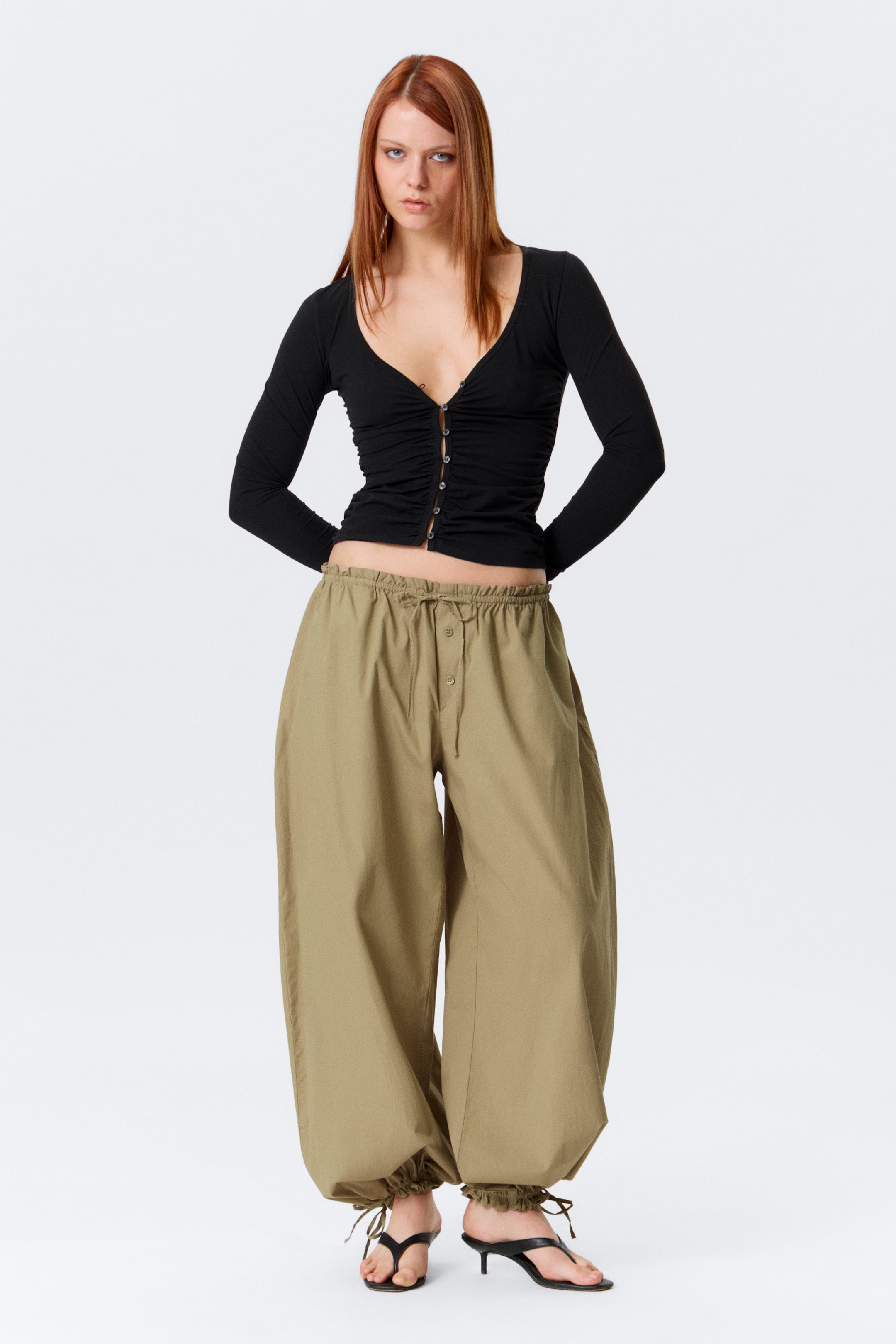 Black - BELLE B RUCHED V-NECK CARDIGAN - 2