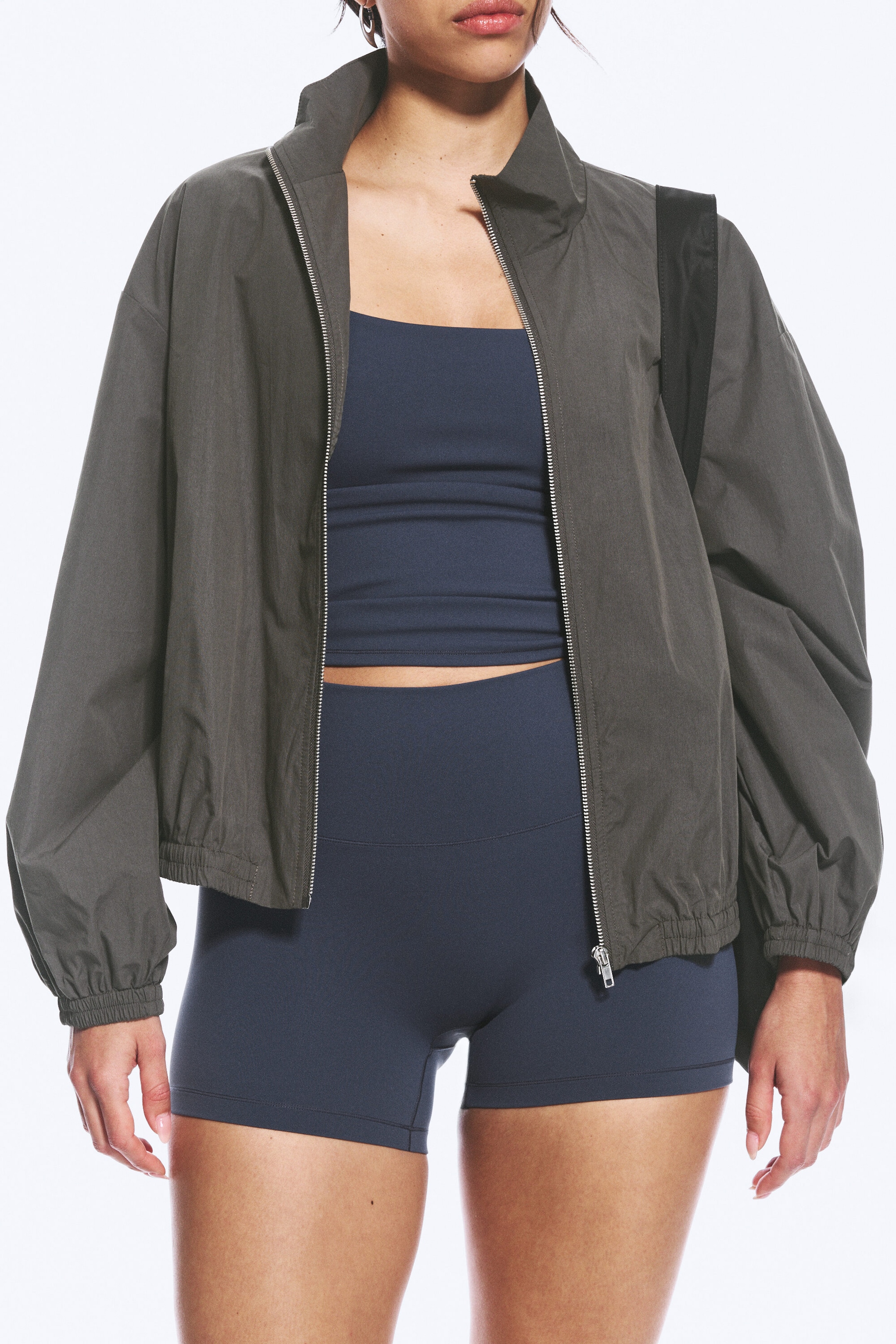 Dark Blue - High Waisted Sports Biker Shorts - 2