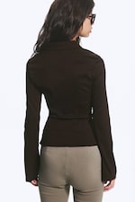 Dark Brown - Fitted Buttoned Shirt - 3