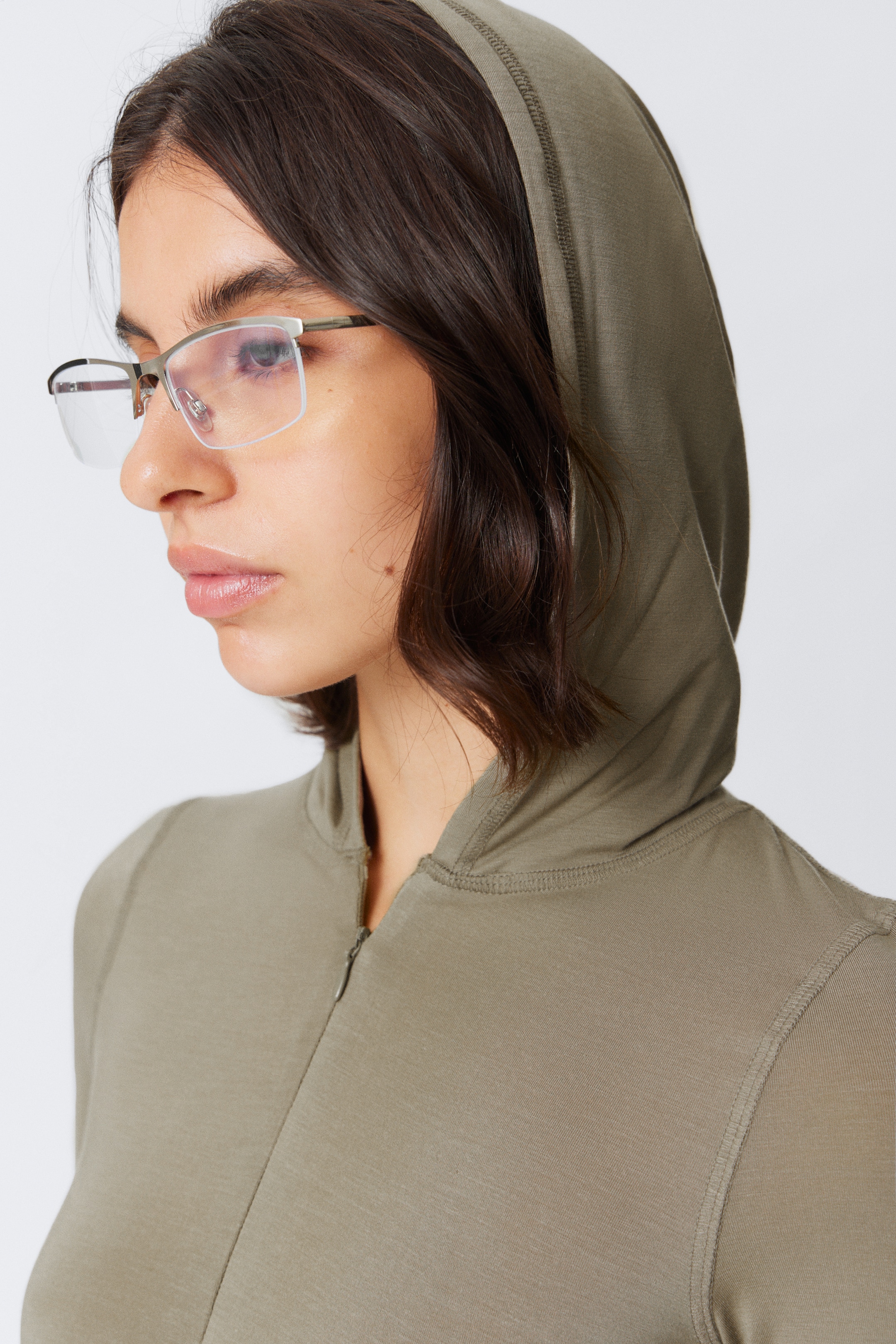 View larger image: Slim Fit Lyocell Zip Hoodie - Light Mole - Ladies | H&M GB 3