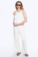 Weiß - Lockere Lyocell-Hose mit mittelhohem Bund - 0