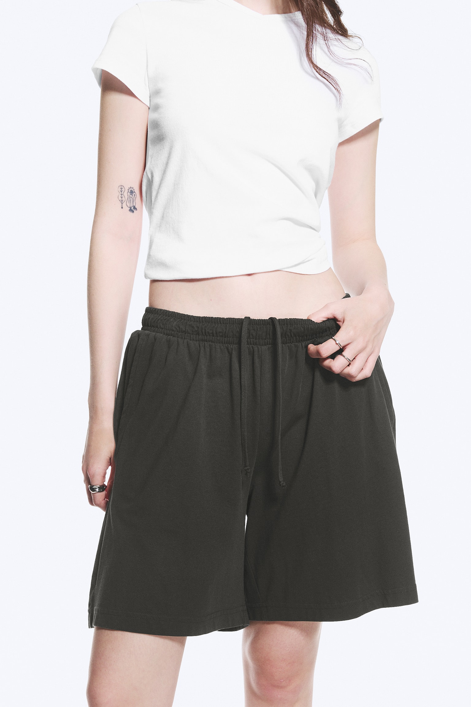 Свободни Шорти От Трико С Ластик - Тъмно сиво/Тъмна Къртица - 3