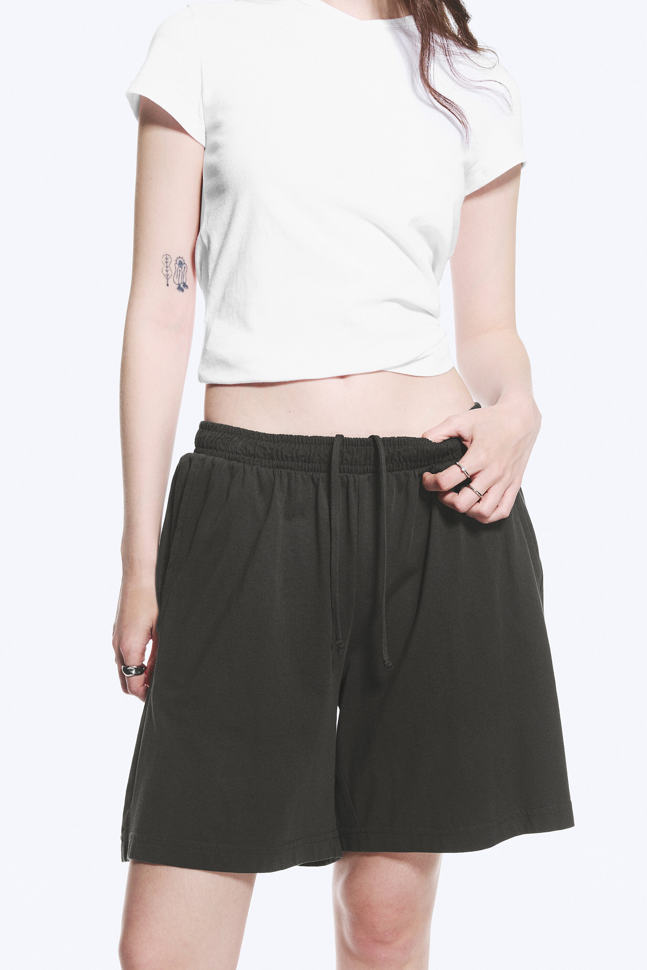 Mörkgrå - Pull-on-shorts i Jersey med Ledig Passform - 2