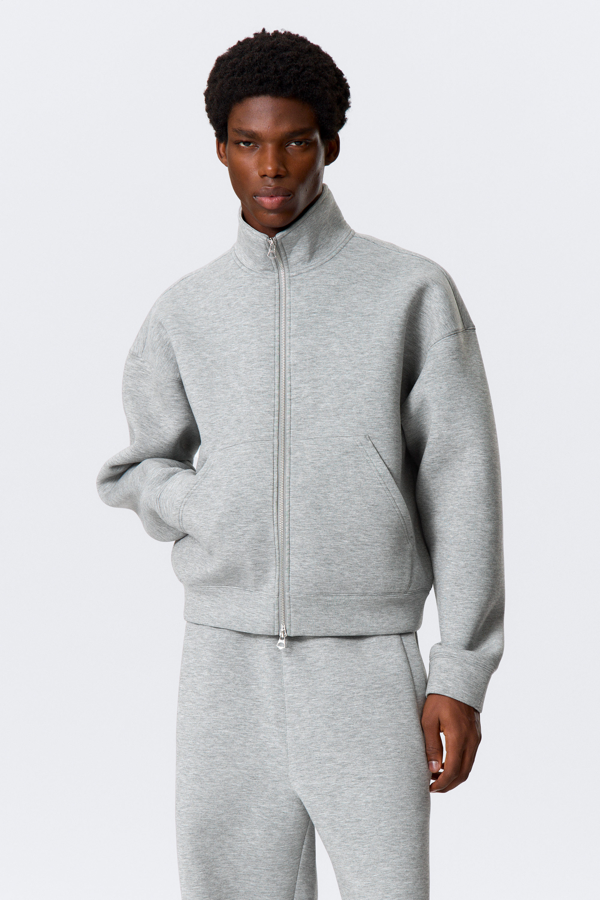 Grey Melange - Simon Scuba Zip Sweatshirt - 1