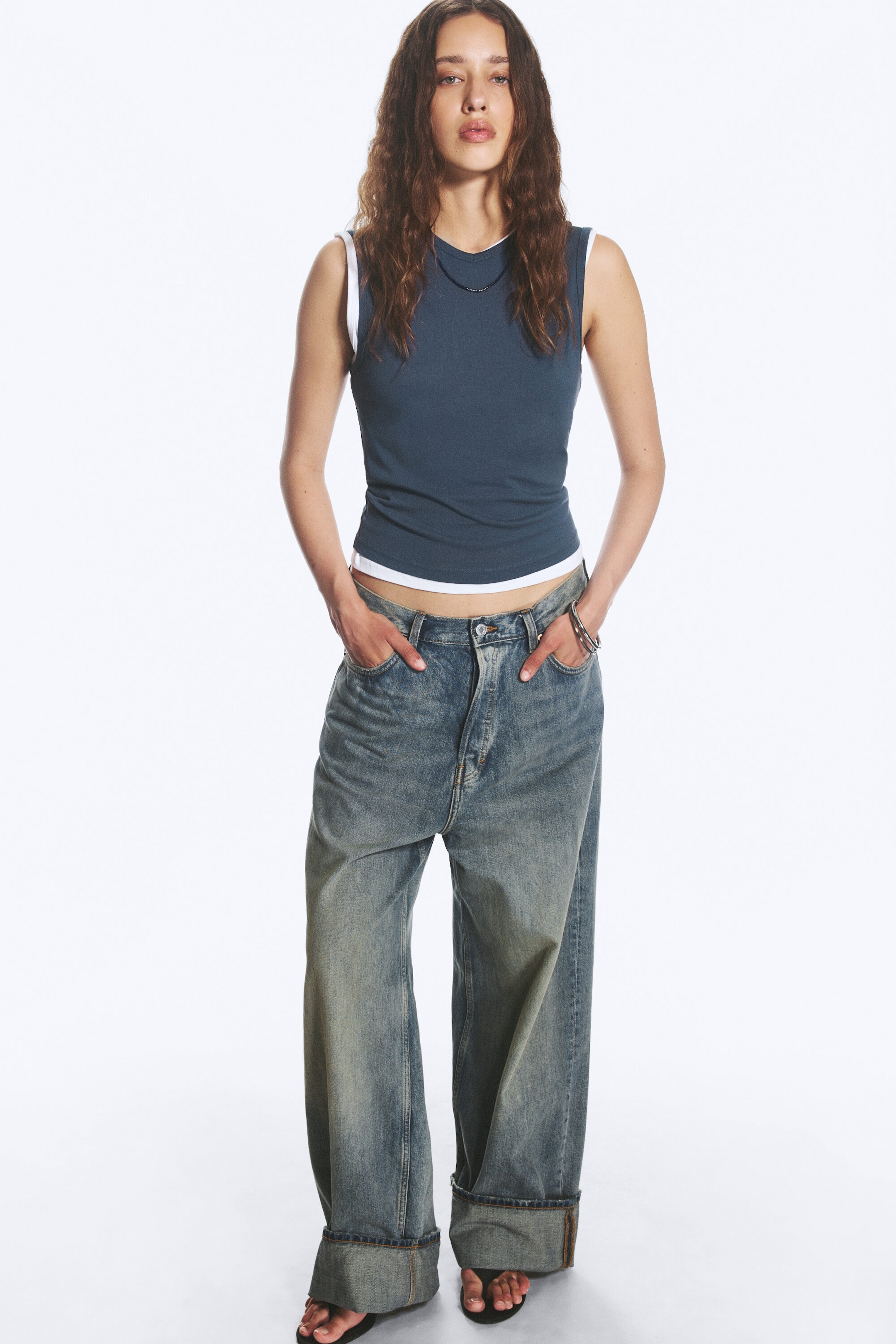 Arizona Blue - Medium Blue - Astro Mid Rise Loose Baggy Unisex Jeans - 2
