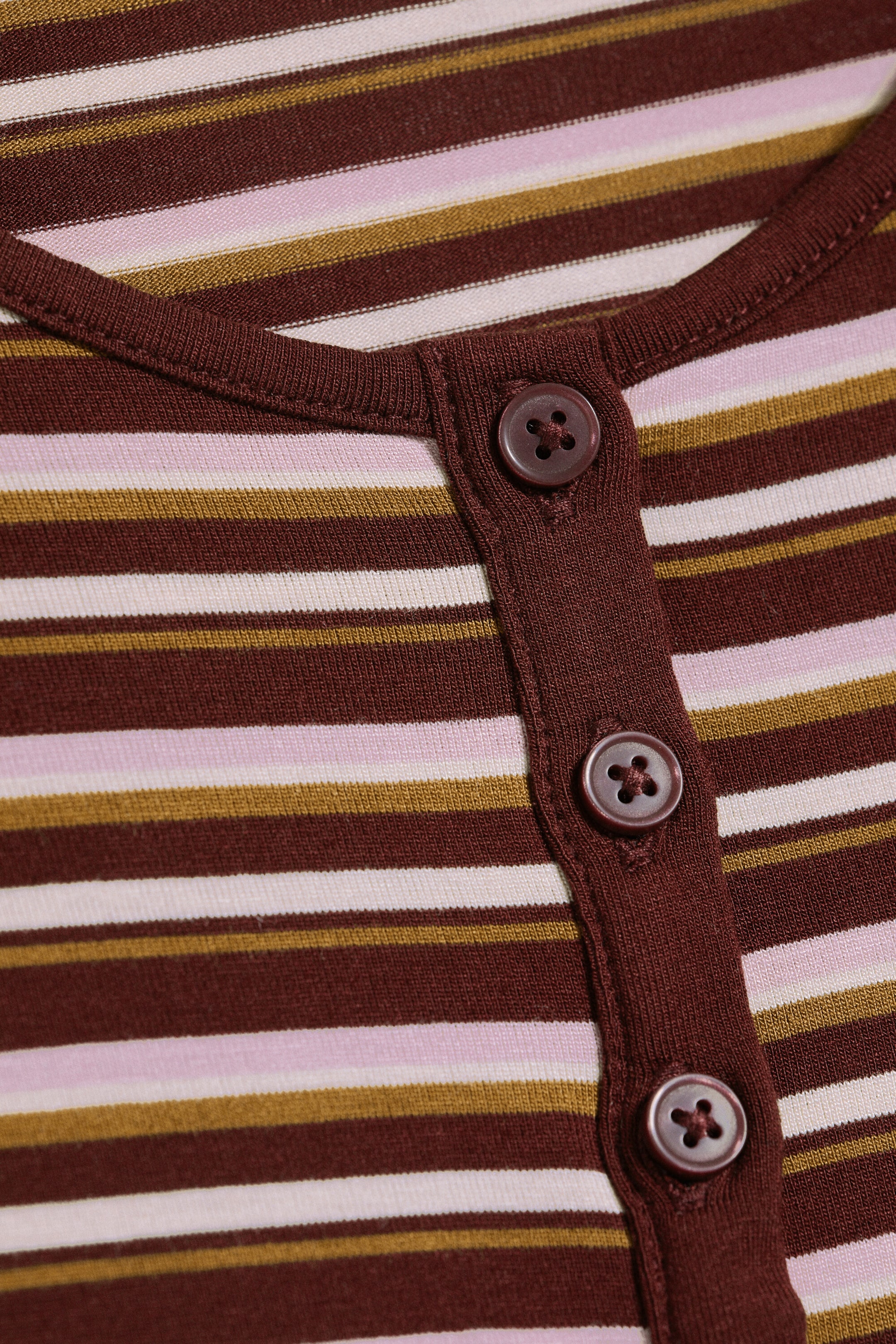 Striped Dark Red - Slim fit long-sleeved henley - 4
