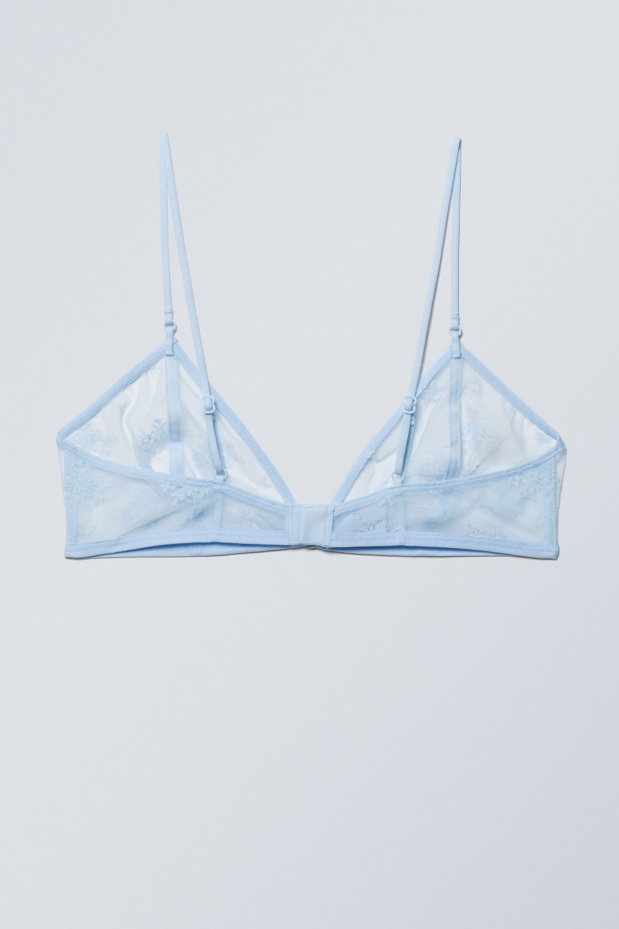 Light Blue - Sheer Lace Triangle Bra - 2