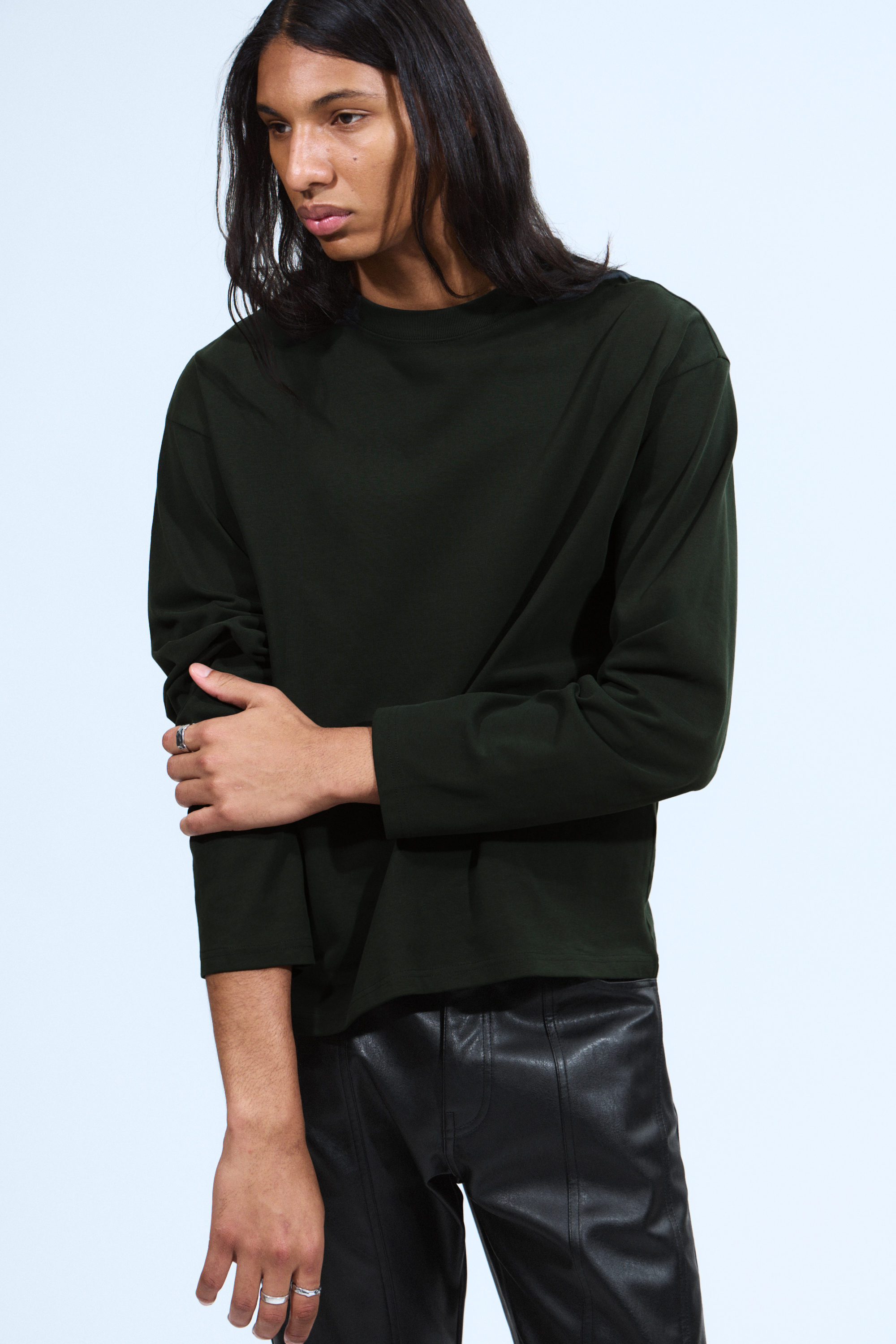 Dark Green - Great Boxy Long Sleeve T-shirt - 1