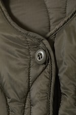 Dark Khaki Green - Oversized Quilted Liner Jacket - 1