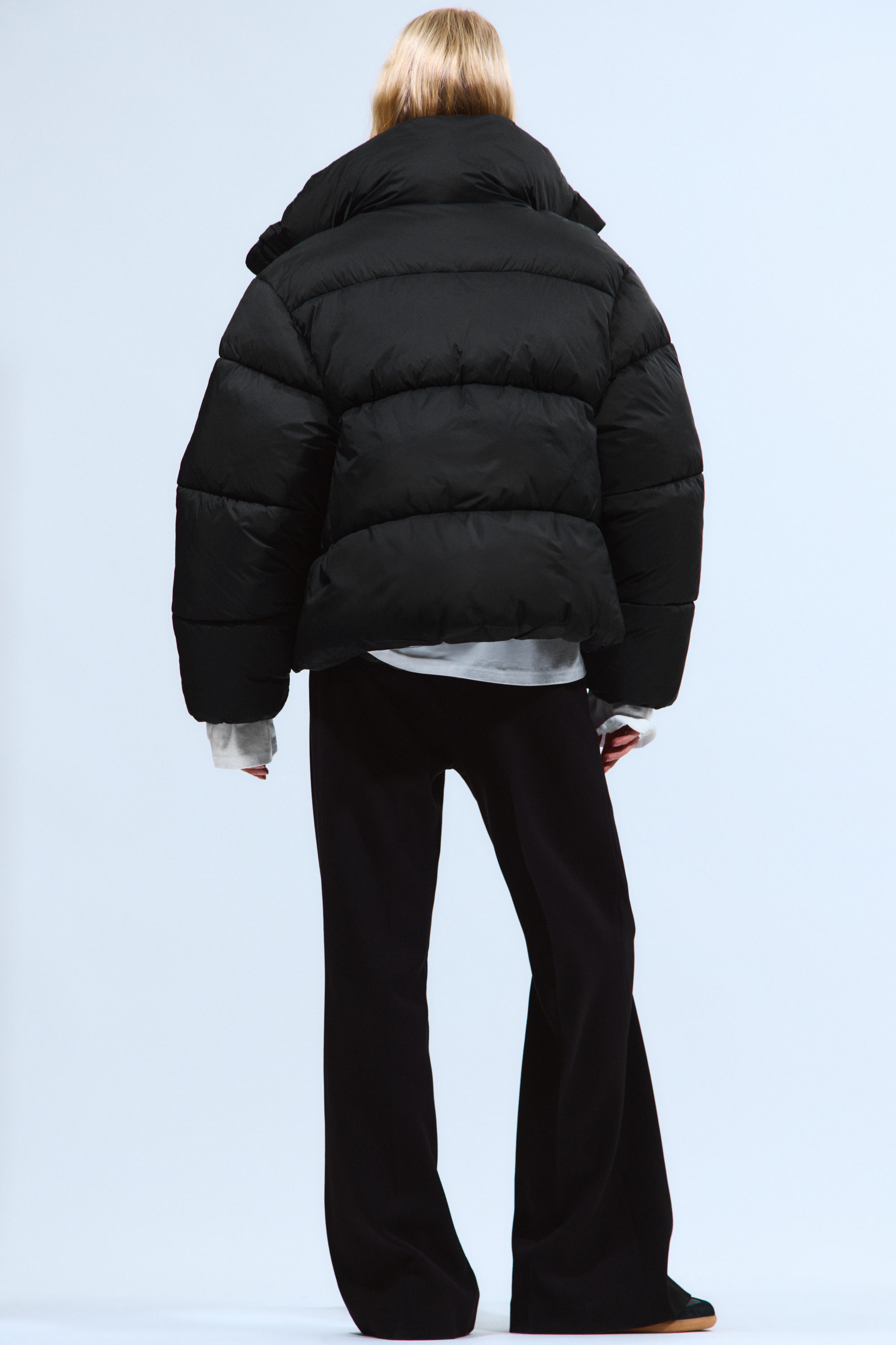 Black - Short Oversized Puffer Jacket - 6