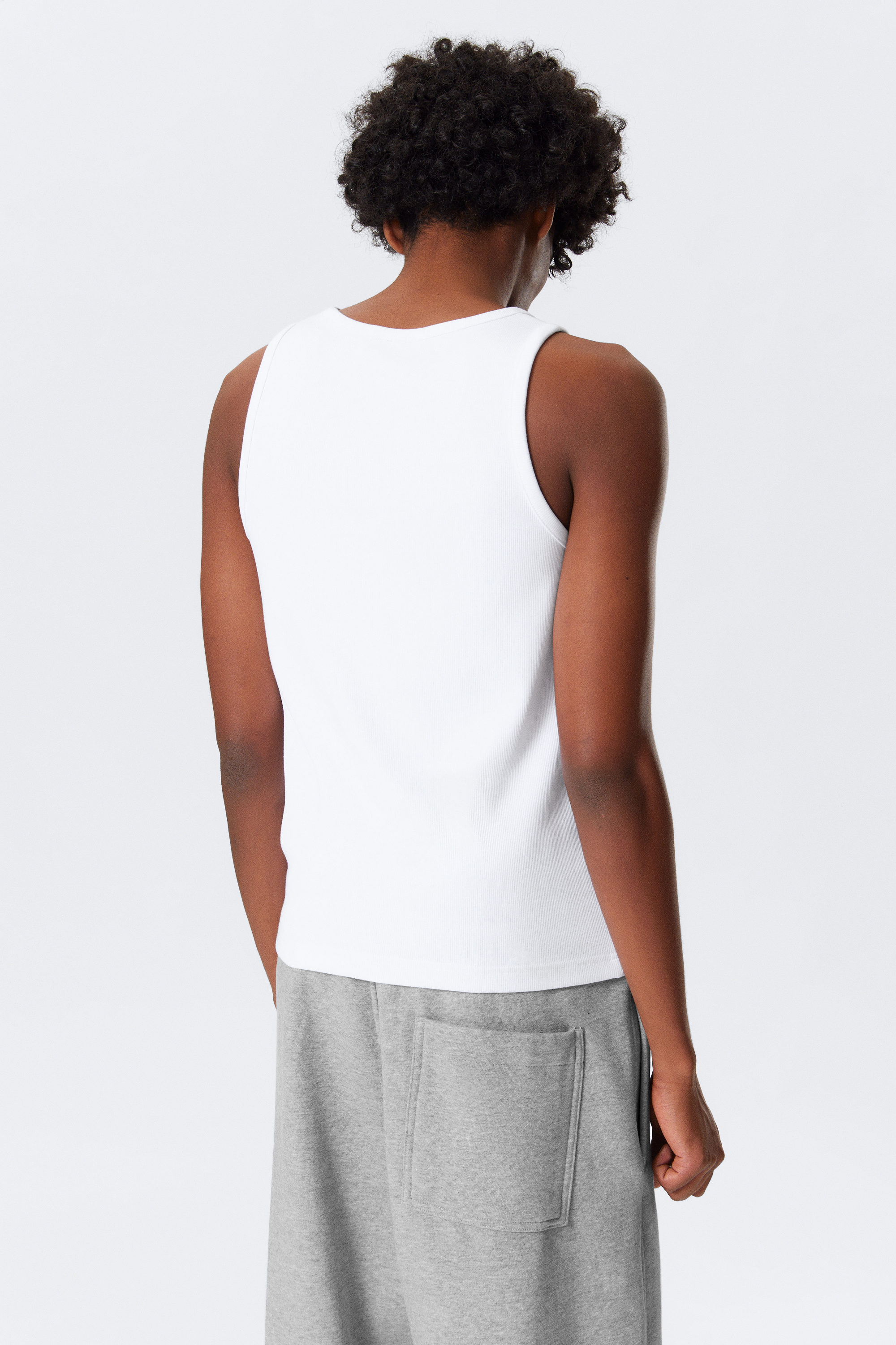 Wit - Geribde regular fit tanktop - 2