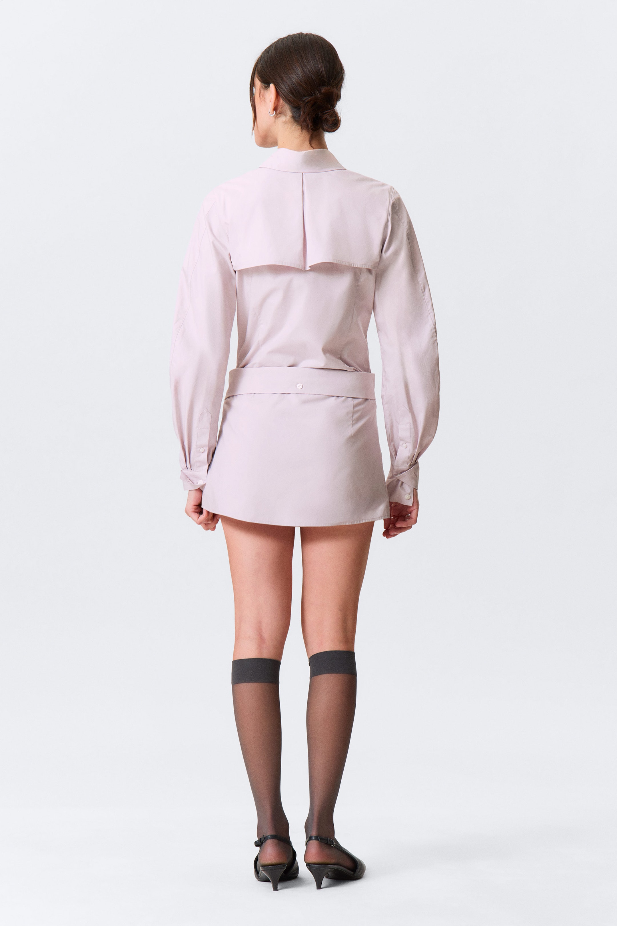 Dusty Pink - Sculpted Cotton Shirt Dress - 5