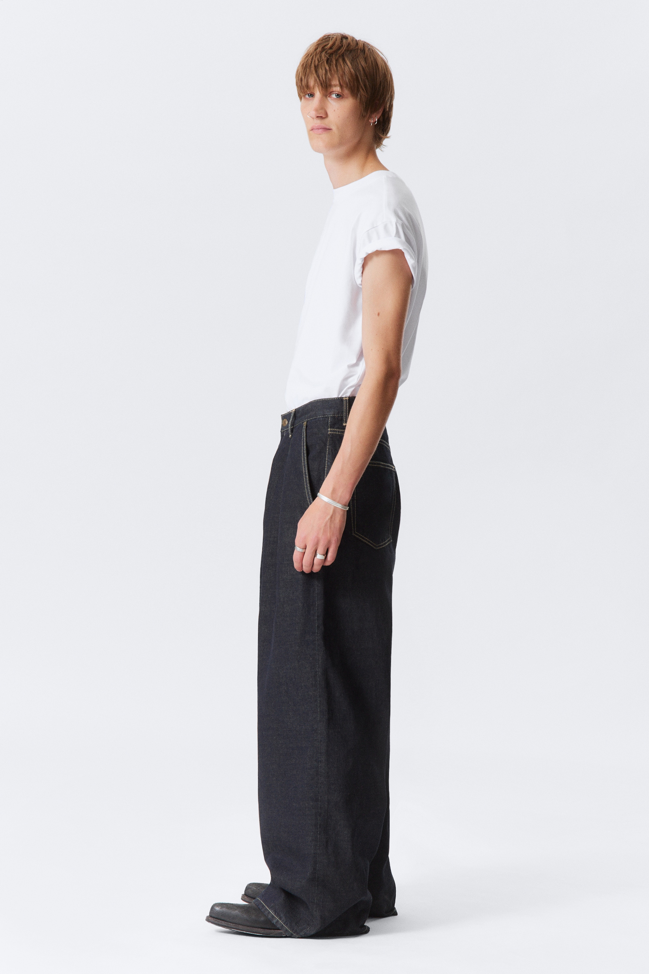 Zobacz większy obraz: Plisowane dżinsy Loose Baggy Leg - Emerald Rinse - Ciemnoniebieski - ONA | H&M PL 4