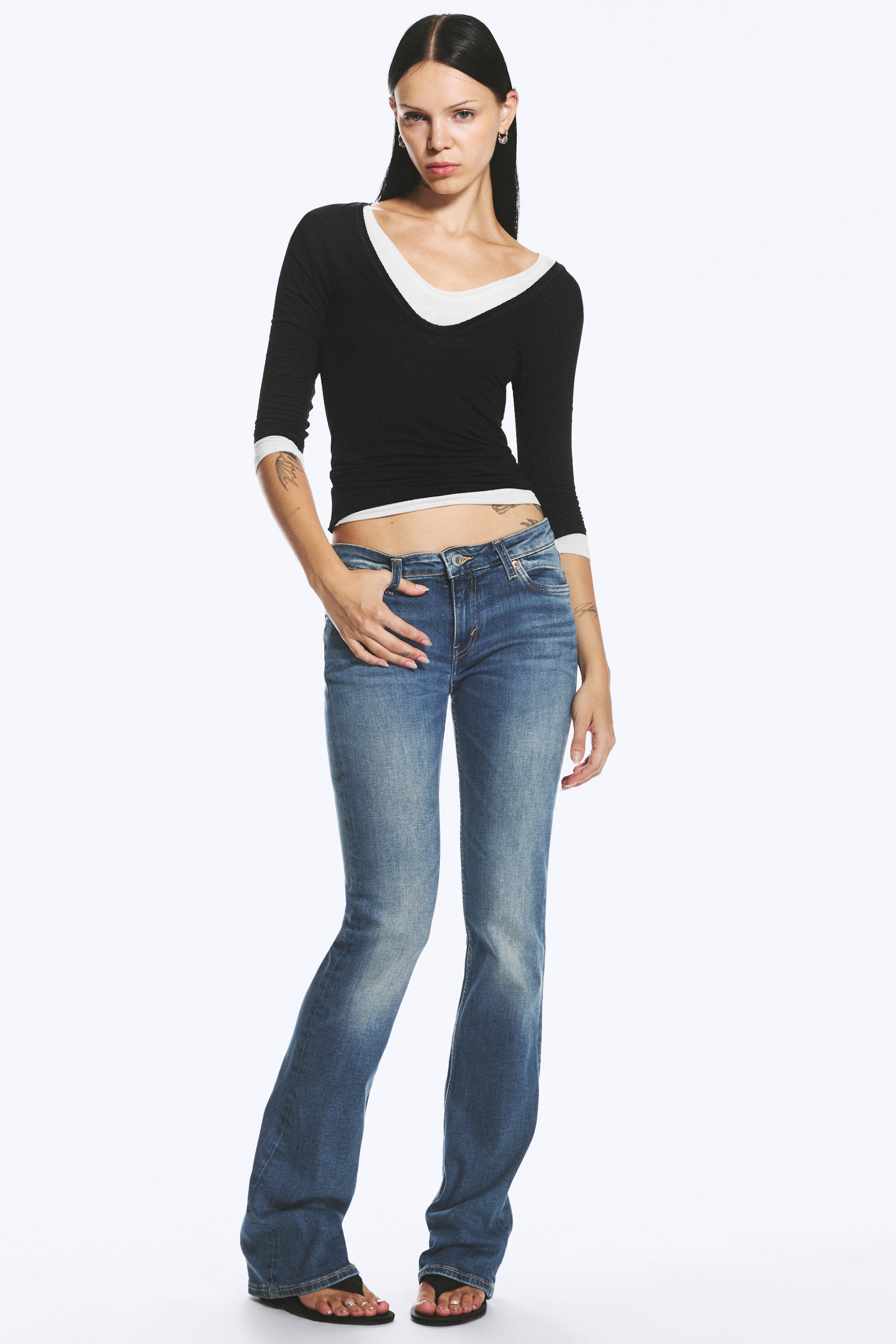 Seahorse Blue - Mittelblau - Luna Low Waist Skinny Bootcut Jeans - 0