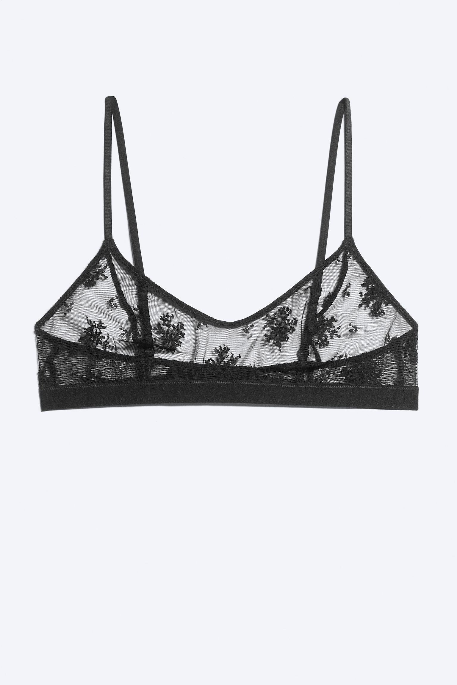 Scooped soft plunge bra - Black Lace - 1