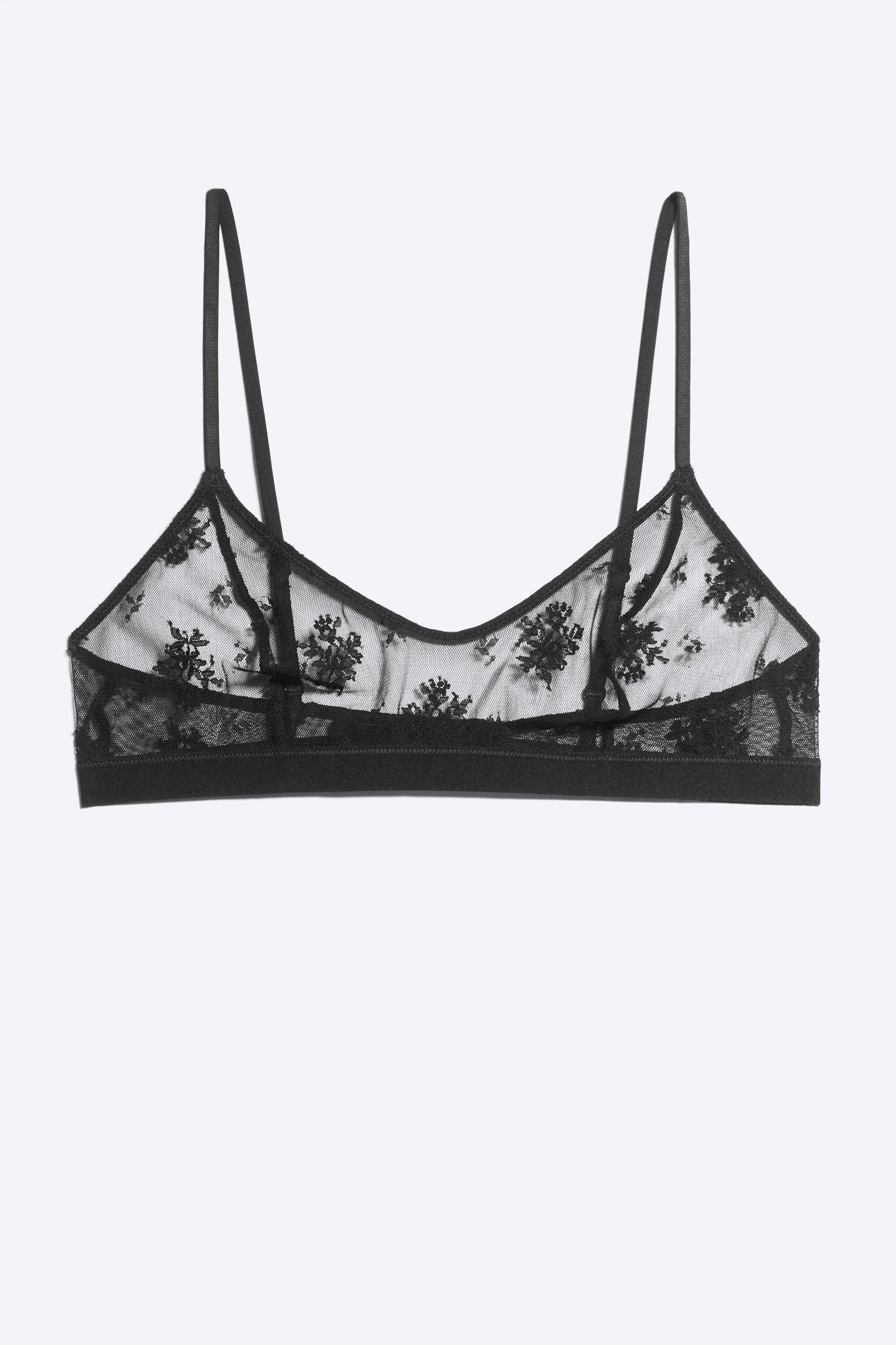 Black Lace - Scooped soft plunge bra - 1