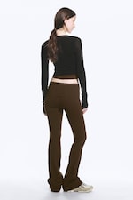 Dunkelbraun - Yoga-Leggings mit umgeschlagener Taille - 2